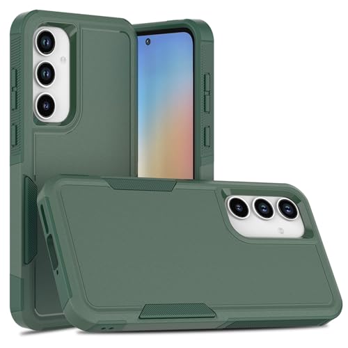 for Samsung Galaxy A35 5G Case: Dual Layer Protective Heavy Duty Cell Phone Cover Shockproof Rugged with Screen Protector - Military Protection Bumper Tough - Samsung Galaxy A35 5G 2024, Dark Green - color: Dark Green (PC) + Dark Green (TPU)