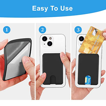 SHANSHUI Phone Card Holder, Silicone Ultra Slim Phone Wallet Stick on Credit Card Holder for CellPhone Compatible for iPhone, Android & Most Smartphones - Black - color: Black x 1 PCS
