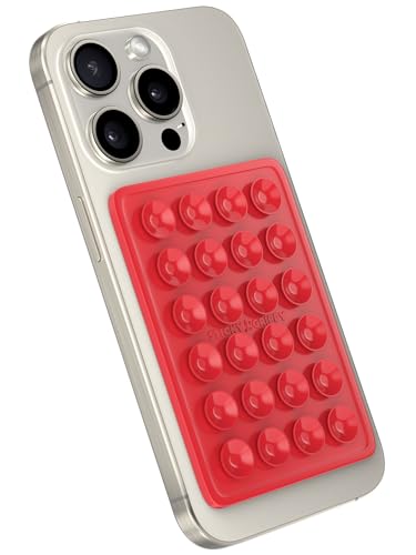 StickyGrippy Suction Phone Case Mount, Sillicon Adhesive Phone Accessory for iPhone and Android, Hands-Free Fidget Toy Mirror Shower Phone Holder, Tiktok Videos and Selfies (Red) - color: Red