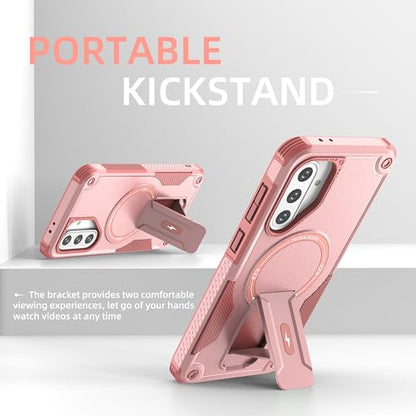 for Galaxy A37/A36-5G Case Military-Grade Dropproof Phone/Invisible Kickstand with MagSafe/HD Screen Protector, Protective Magnetic Phone Cover for Samsung Galaxy A37 4G/5G&A36 5G (Pink) - color: Pink