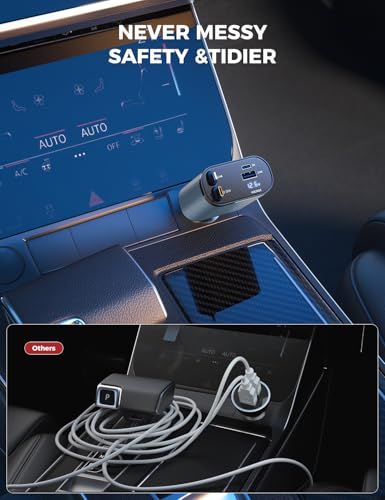 [Upgraded] SUPERONE Retractable Car Charger 4 in 1 Fast Car Phone Charger - color: Gray