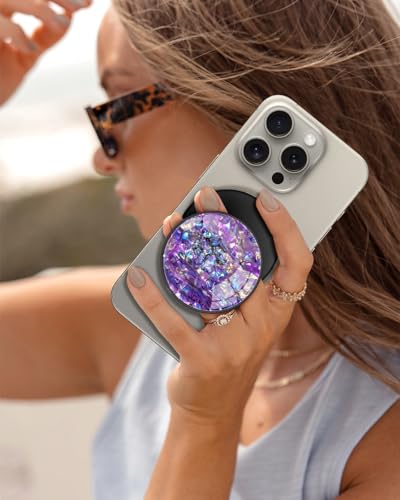 Magnetic Phone Grip for MagSafe – Magnetic Cell Phone Stand Magnet Removable Kickstand Finger Ring Holder Cute Stylish Decorative Accessories for iPhone 17/16/15/14/13/12 Series, Conch Purple