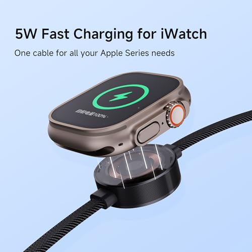 pzoz 6-in-1 USB-C Multi Charging Cable, 140W PD with Apple Watch Charger