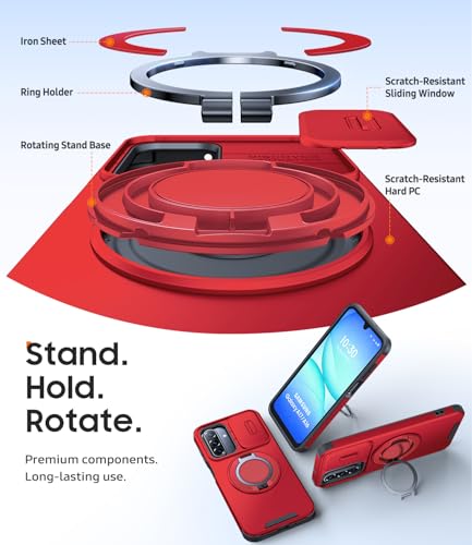 JAME for Samsung Galaxy A17/A16 5G Phone Case with Stand Slide Camera Cover - color: Red, size: Galaxy A16/A17