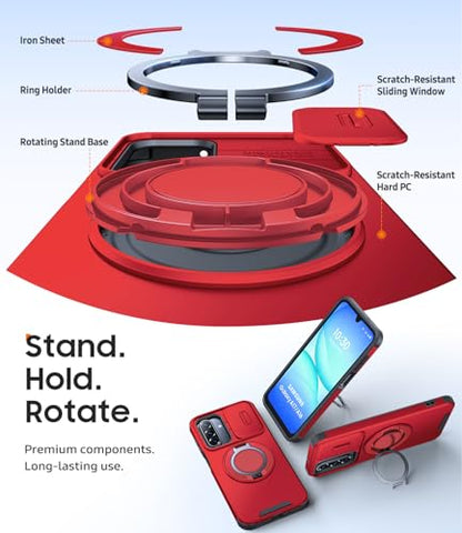 JAME for Samsung Galaxy A17/A16 5G Phone Case with Stand Slide Camera Cover - color: Red, size: Galaxy A16/A17