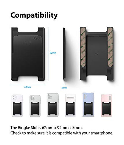 Ringke Slot Card Holder for Phone Case, Business Card Holder for Back of Phone, ID Credit Card Holder Stick on for Women Men, Phone Wallet Compatible with iPhone, Galaxy, and Pixel - Black - color: Black