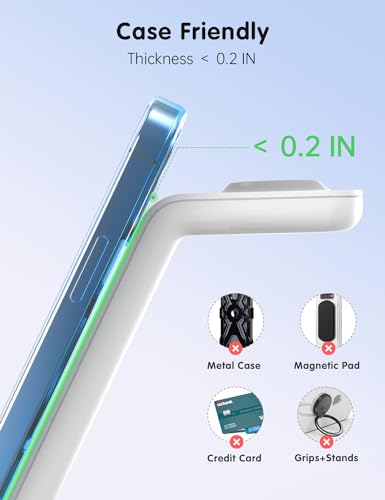 Charging Station for iPhone and Apple Watch: 3 in 1 Wireless Phone Charger Stand for iPhone 17 16 15 14 13 12 11 Pro Max & AirPods, Bedside Nightstand Docking - color: White