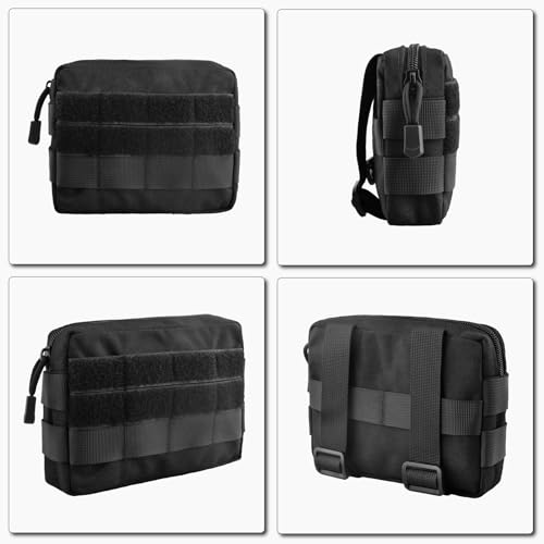 TRIWONDER Tactical Cigarette Pouch Molle Small Military Bag Battery Cigarette Case EDC Utility Card Holder Lighter Slot Mini Cigar Waist Pack - color: 07 Black - 2 Pack