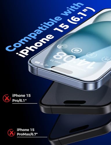 MAGIC JOHN Easy Installation for iPhone 15 Screen Protector, Tempered Glass