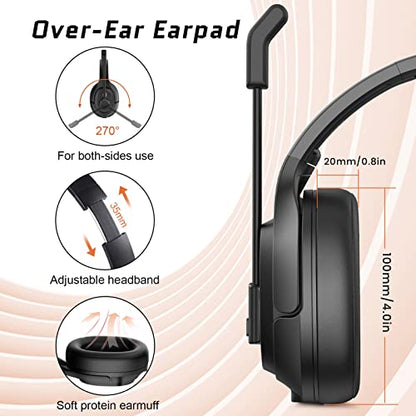 EKSA Noise Cancelling Trucker Bluetooth Headset with Microphone for Trucker - style: Trucker Headset with ENC Mic