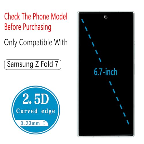 Privacy Screen Protector for Samsung Galaxy Z Fold 7 Tempered Glass - color: Black-Galaxy Z Fold 7