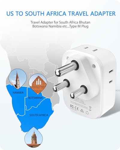 LENCENT South Africa Plug Adapter, Type M Adapter for South Africa - style: Type M-17.5W-South Africa