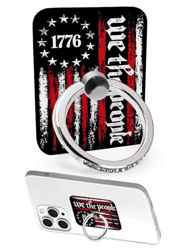 American Flag Phone Grip Rustic 1776 We The People Patriotic Black Phone Ring Holder Finger Grip Kickstand 360° Rotation Compatible with Most Cell Phones, Tablets and Cases, 1Pcs Rectangular - size: 1Pcs Rectangular