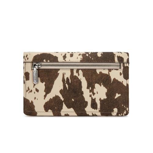 Montana West Wrangler Cow Print Crossbody Wallet Purse for Women Western Clutch Small Purse Credit Card Holder - color: A-Coffee