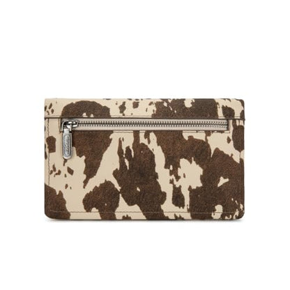 Montana West Wrangler Cow Print Crossbody Wallet Purse for Women Western Clutch Small Purse Credit Card Holder - color: A-Coffee