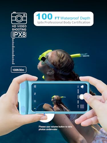 wellhouse Waterproof Phone Pouch, Waterproof Phone Case for iPhone 17 16 15 14 13 Pro Max XS Samsung, IPX8 3D Cellphone Dry Bag Beach Essentials (2 Pack -Earl Blue & White 7 inch) - color: 2 Pack -Earl Blue & White 7 inch