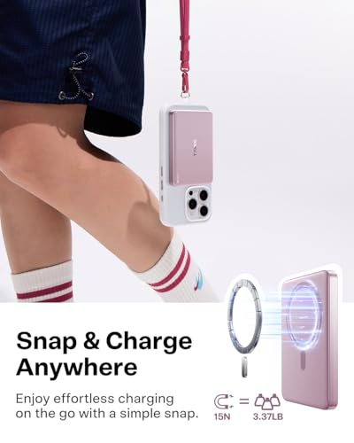 TORRAS MiniMag Power Bank,Ultra-Slim 10,000mAh Magnetic Wireless Portable Charger, 22.5W Fast Charging iPhone Air Magnetic Battery Pack Designed for iPhone 17 Pro Max/17 Pro/Air/16/15/14/13/12, Pink - color: Dawn Rose