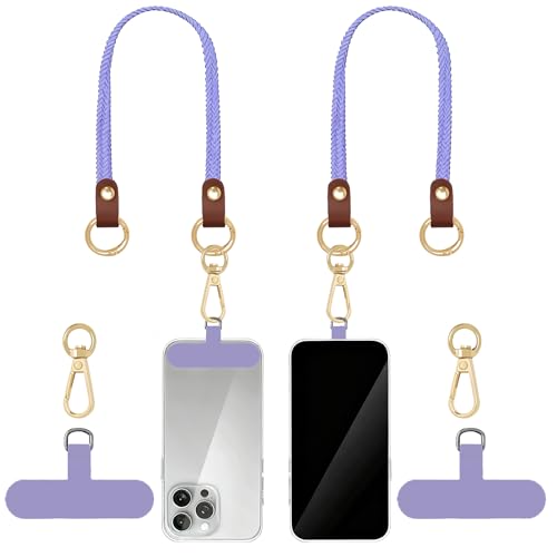 Hovmwey Stretchy Phone Lanyard Tether, 2 Pack Phone Leash Anti-theft Phone Strap for Anti-drop Outdoor Hiking Cycling Climbing Universal for Most Cell Phones, Lavender - color: Lavender