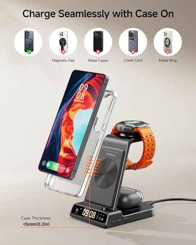 3 in 1 Wireless Charger for Samsung Galaxy S26 Ultra, Galaxy Watch 8, Buds - color: Black