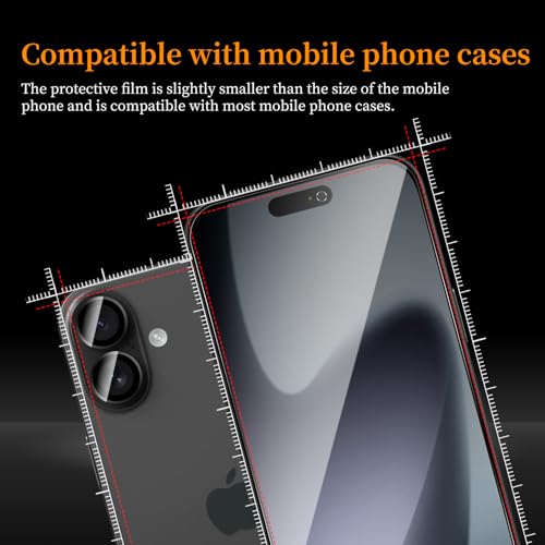 3+3 Pack Privacy Screen Protector for iPhone 17，3 Anti-Spy Tempered Glass Film+3 Camera Lens Protector, Anti-Scratch, 9H Hardness，Compatible phone cases，High definition