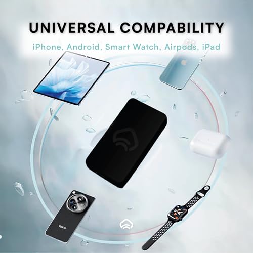 5000mAh Magnetic Power Bank for MagSafe iPhone, 20W USB-C, Black | 0.3in ultra-slim, 4oz aluminum shell, charges iPhone 16 to 55% in 30 min, wireless + wired, Type-C cable included