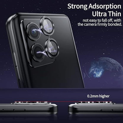 Zeking (2 Set for Motorola Edge (2024) Camera Lens Protector, Scratch-Resistant HD Clarity Ultra-Thin 9H Tempered Glass with Aluminum Edging, Individual Metal Lens Cover (Black) - color: Black