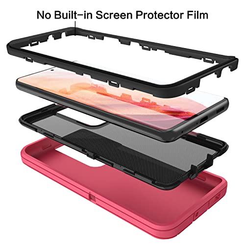MXX Case Compatible with Galaxy S21 Ultra Case, 3-Layer Super Full Heavy Duty Body Bumper Cover/Shock Protection/Dust Proof, Designed for Samsung Galaxy S21 Ultra 5G 6.8 Inch 2021 (Pink/Black) - color: Pink/Black