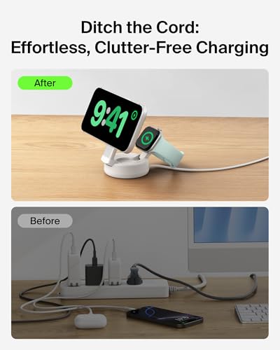 Belkin Qi2.2 25W Wireless 2 in 1 iPhone Charger, Fast Charging for Travel - color: Sand, style: 2 in 1