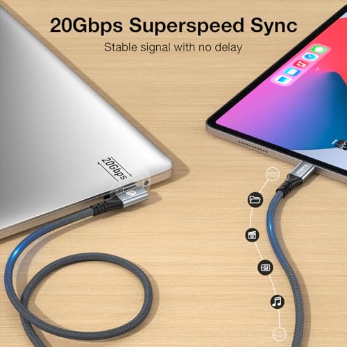 Right Angle USB C Cable 1ft, 12 inch 240W Short USBC to USBC 3.2 Cable - color: Grey, size: 1ft