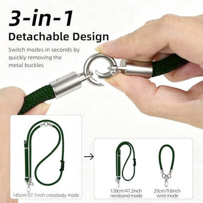 Phone Lanyard, 3 Ways to Wear: Crossbody, Neck and Wrist Strap - color: Green