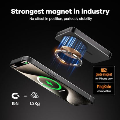 Magnetic Portable Charger – Industry-First Titanium Power Bank, 10,000mAh Ultra-Slim 0.5-Inch Design, 20W Fast Charging Battery Pack for iPhone 17/16/15/14/13/12/Air Series - color: Gray