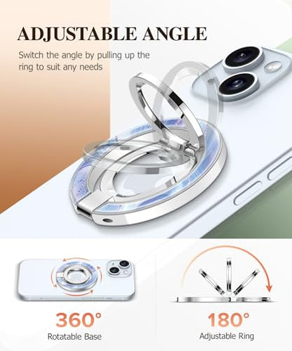 GVIEWIN Magnetic Phone Ring Holder, Compatible with MagSafe Phone Grip - color: Aurora/Azure Blue