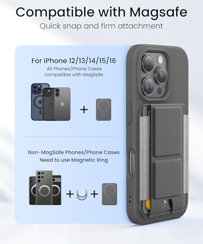 GONEZ for MagSafe Wallet with Stand, Stronger Magnetic Card Holder for iPhone 17/16/15/14/13/12 Series, Premium Leather Phone Wallet with RFID Blocking, 1 Slot, Fit 5 Cards, Deep Grey - color: DEEPGREY