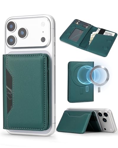 For MagSafe Wallet,Magnetic Card Holder RFID Blocking Wallet with 5 Card Slots & Cash Pocket For iPhone 17/16/ 15/14/ 13/12/ Pro/Max/Plus/Air Blue Green - color: Blue Green