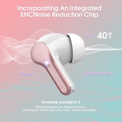Wireless Earbuds, Bluetooth 5.4 Headphones HiFi Stereo, Bluetooth Earbuds - color: Rose Gold