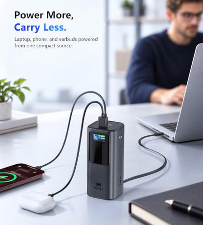 Mukiya 20000mAh Laptop Power Bank with Retractable Cable & Stand