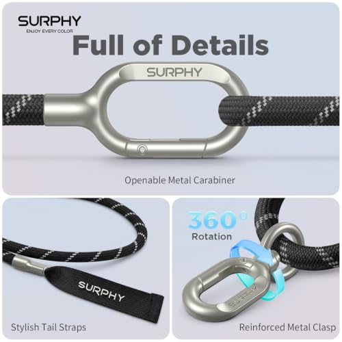 SURPHY Phone Lanyard Crossbody, Phone Strap Crossbody with 2 Tether Tabs - color: Gray & Black