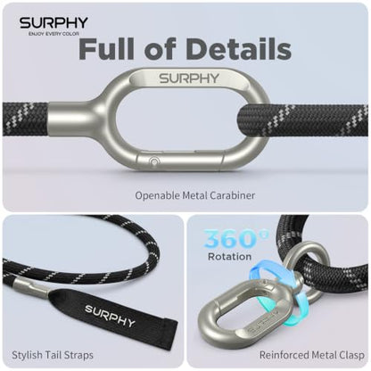 SURPHY Phone Lanyard Crossbody, Phone Strap Crossbody with 2 Tether Tabs - color: Gray & Black