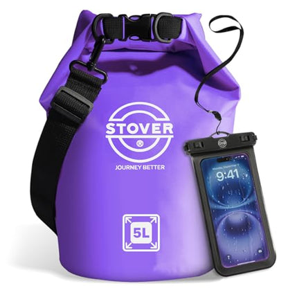 5/10/25/30/40L Waterproof Dry Bag, Small Lightweight Roll Top Dry Bag Backpack w/Waterproof Phone Case, Kayaking, Travel, Hiking, Fishing, Tubing, Camping, the Beach, Men/Women (Purple) - color: 5/10l Purple, size: 5L