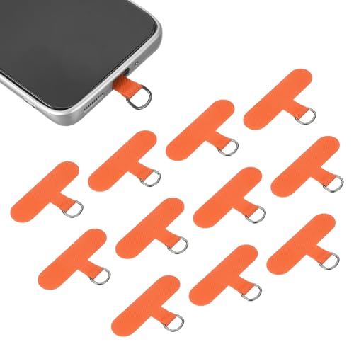 uxcell 12pcs Phone Tether Tab, Universal Phone Lanyard Patch T Shape Cell Phones Strap Replacement Part for Most Smartphone Cases, Orange - color: Orange