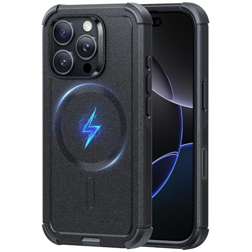 ESR for iPhone 16 Pro Case, for MagSafe, Rugged, Black | 7X Military-Grade Drop Protection, Magnetic Phone Case, Shock-Absorbing Rugged Cover, Dustproof Port Cover, Secure Grip - color: Black, size: iPhone 16 Pro 6.3 inch