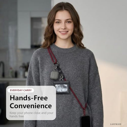 Adjustable Crossbody Phone Lanyard with Hanging Loops - color: Red