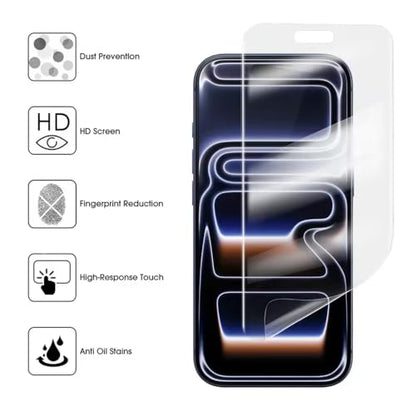 [2 Pack] Hydrogel Flexible Screen Protector for iPhone 17, Upgraded Non-breakable HD Clarity Soft TPU Protective Film [Anti-Scratch] [Bubble Free] [High Sensitivity] (Not Glass) - color: iPhone 17