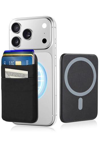 Senose Compatible for Magsafe Wallet, 6 Cards Holder, Slim Stretchy Magnetic Phone Wallet for Back of Phone Compatible for iPhone 17/16/15/14/13/12 Pro Max Plus Air Series, Black - color: Black