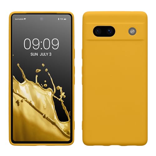 kwmobile Case Compatible with Google Pixel 7a Case - Protective Slim TPU Phone Cover - Soft Matte Finish - Honey Yellow - color: honey yellow