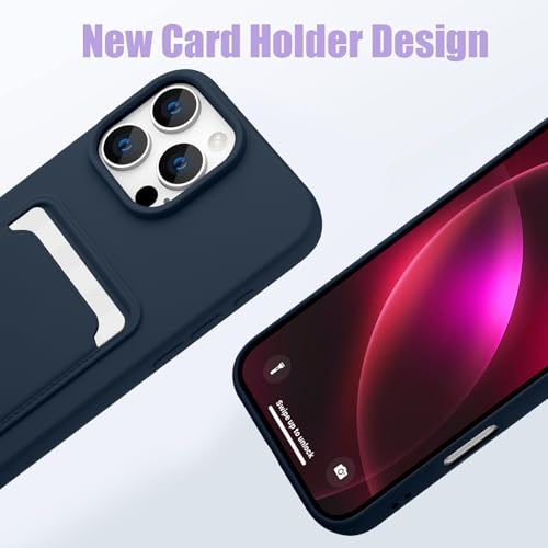 MZELQ Compatible with iPhone 16 Pro Max Case Card Holder -Blue | Wallet Cover,Camera Protection + Screen Protector Soft Card Slot Phone Case - color: Blue, size: iPhone 16 Pro Max