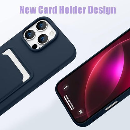 MZELQ Compatible with iPhone 16 Pro Max Case Card Holder -Blue | Wallet Cover,Camera Protection + Screen Protector Soft Card Slot Phone Case - color: Blue, size: iPhone 16 Pro Max
