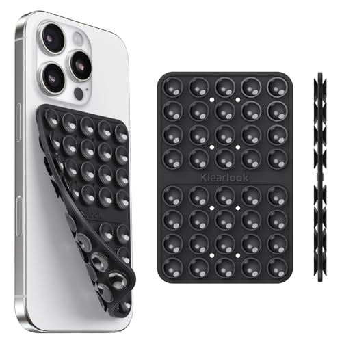 Klearlook Silicone Double Sided Suction Cup Phone Case Mount, Black - color: Clasic Black