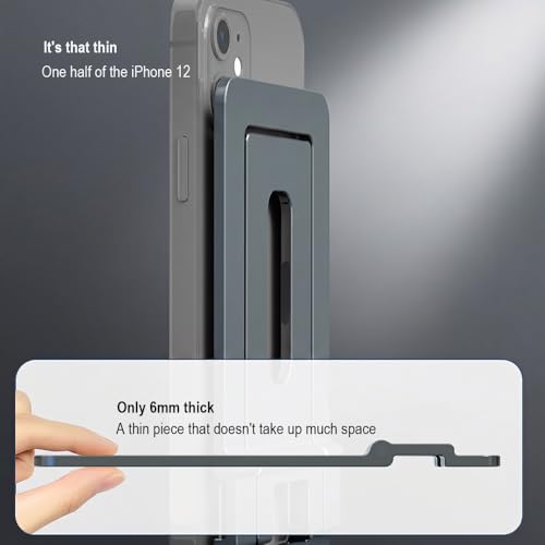 Ultra Slim Aluminum Card Phone Stand, Portable Foldable Pocket Cell Phone Holder, Adjustable Desktop Smartphone Stand for iPhone, Samsung, Android Phones, Travel Home (Grey) - color: Grey