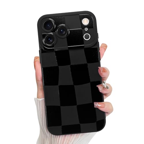 KANGHAR Compatible with iPhone 17 Pro Case 2025 Checkered -Black | Silicone Cute Pattern, Camera Protection Soft Slim Phone Cover for Girls Women - color: Black, size: iPhone 17 Pro
